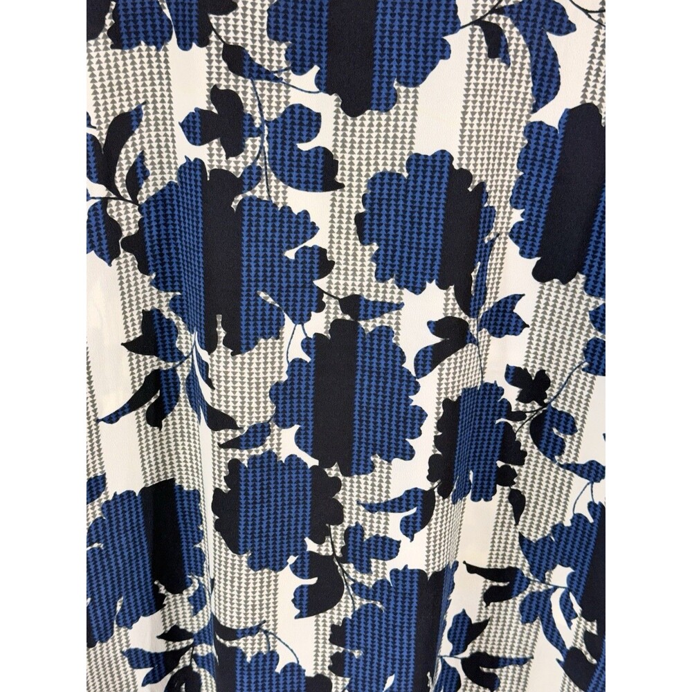 Ann Taylor Women's Gray Blue Black Floral Long Sleeve Blouse Shirt Top Small - Picture 3 of 13